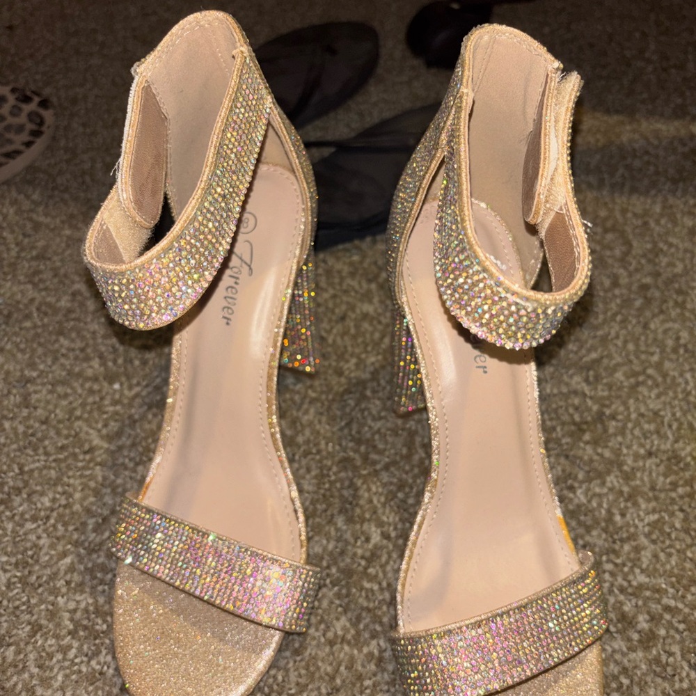 Forever 21 Sparkling Gold Heels